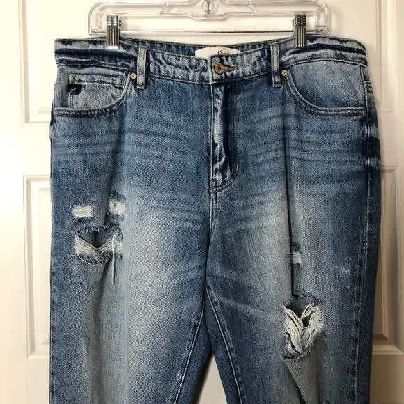 KanCan Womens Artemis High Rise Boyfriend Distressed Jeans Size 13/30 Med Wash - Picture 5 of 11